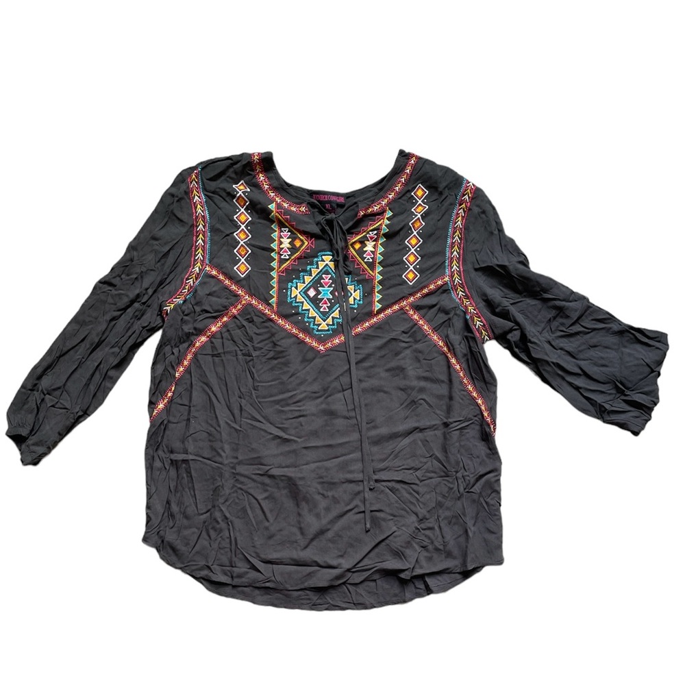 Rock&Roll Cowgirl Embroidered Shirt Size-XL